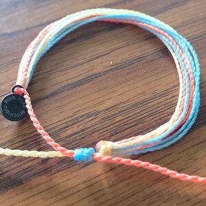 Pura Vida Beach Life Bracelet Adjustable Blue Orange Pink With Charm